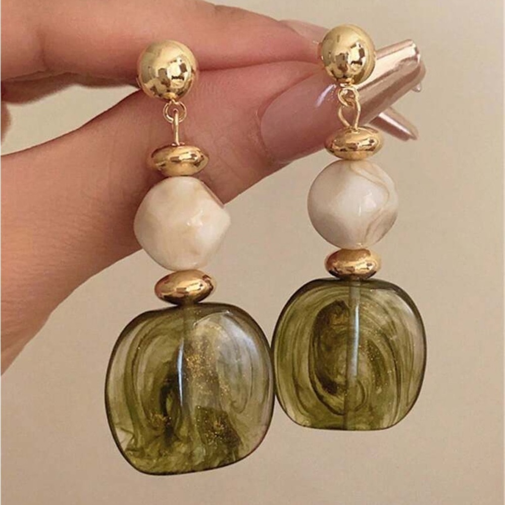 Aurora Drift Asymmetrical Tie-Dye Acrylic Earrings